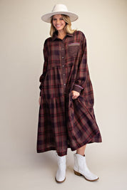 Out Yander Plaid Double Gauze Woven Dress - Westly