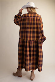 Out Yander Plaid Double Gauze Woven Dress - Westly