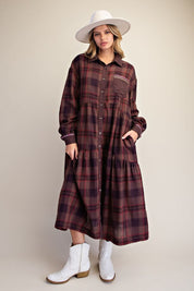 Out Yander Plaid Double Gauze Woven Dress - Westly