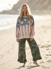 Outlaw Ruffle Washed Camo Wide Leg Denim - Westly