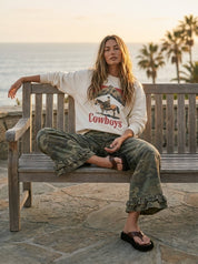 Outlaw Ruffle Washed Camo Wide Leg Denim - Westly
