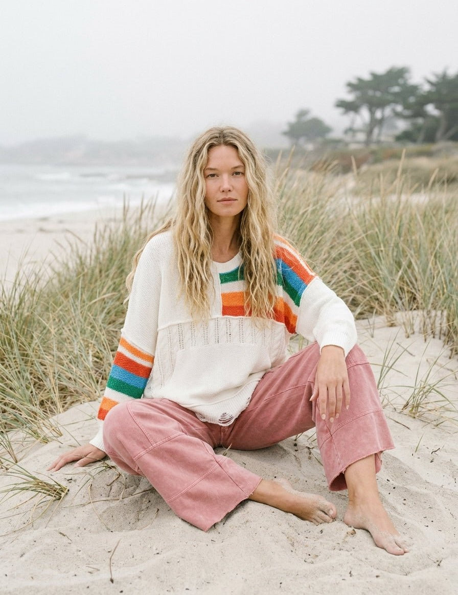 Pacific Coast Cable Knit Sweater With Scalloped Hem - Westly
