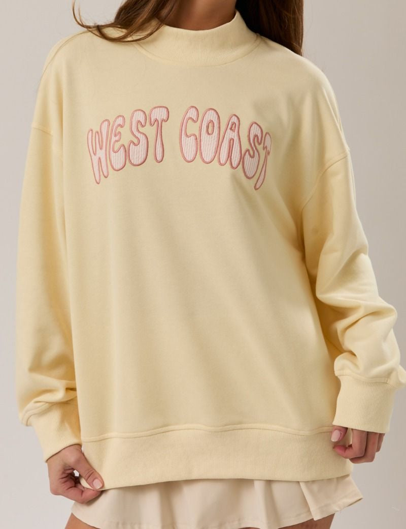Pacific Palms West Coast Mock Neck Sweatshirt in Butter - product photo 1