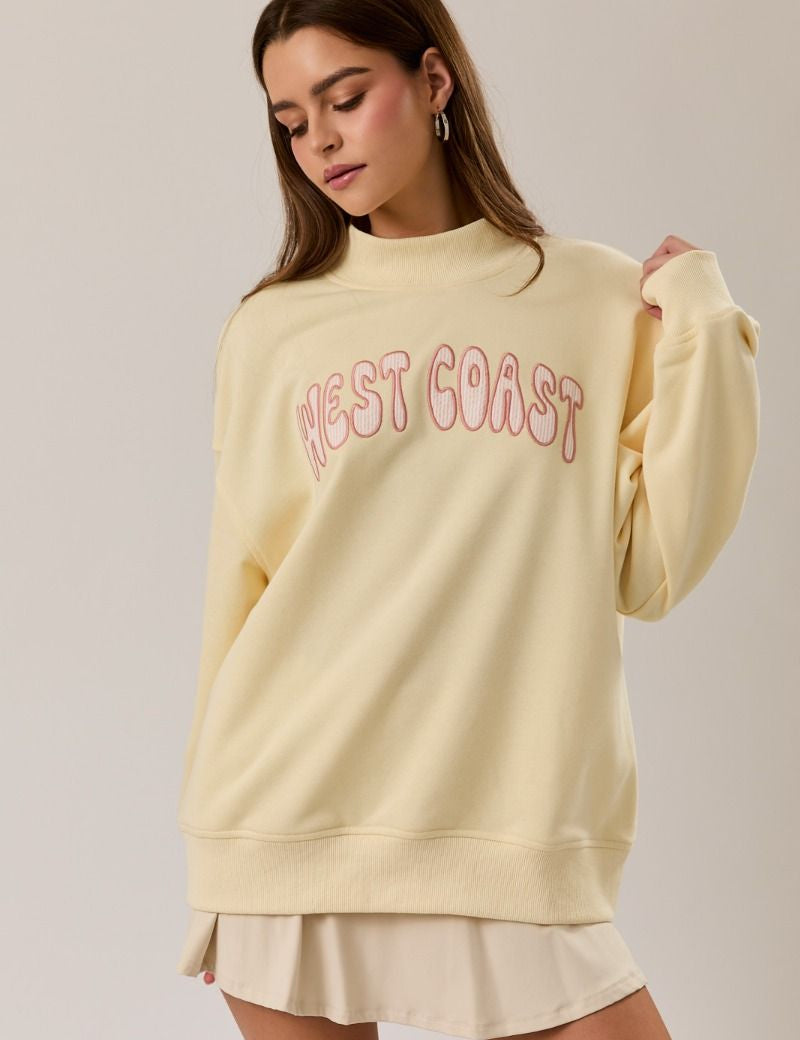 Pacific Palms West Coast Mock Neck Sweatshirt in Butter - product photo 2