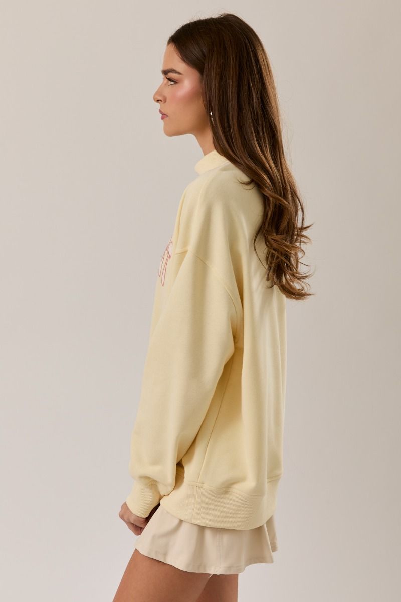 Pacific Palms West Coast Mock Neck Sweatshirt in Butter - product photo 3