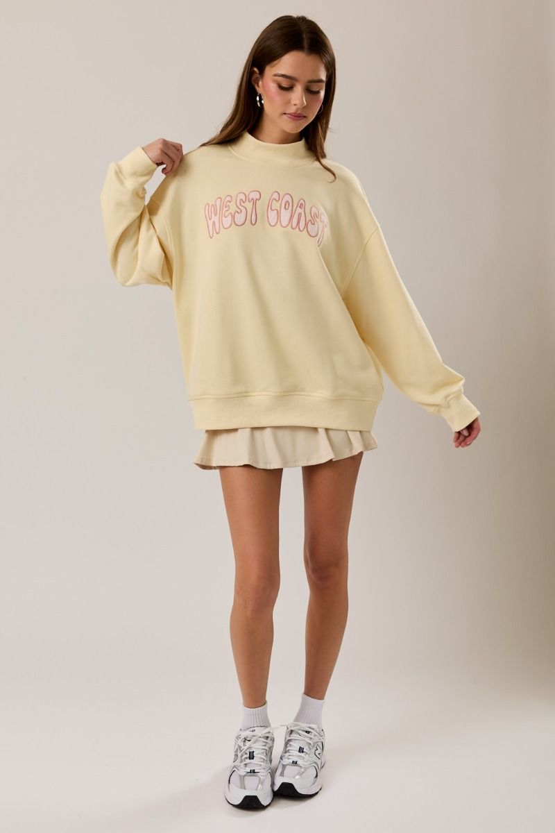 Pacific Palms West Coast Mock Neck Sweatshirt in Butter - product photo 5