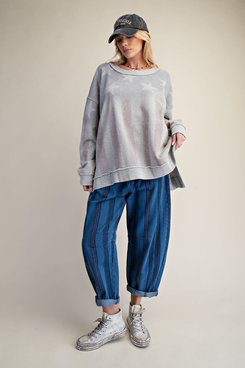 Pacific Standard American Flag Washed Terry Pullover - Westly