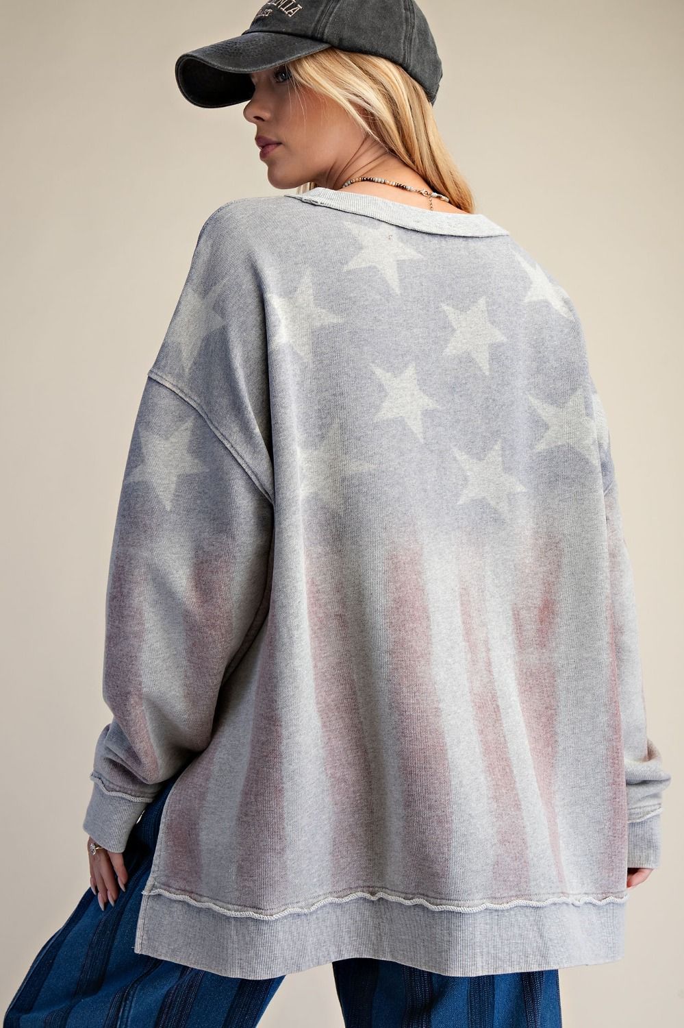 Pacific Standard American Flag Washed Terry Pullover - Westly