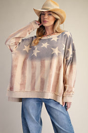 Pacific Standard American Flag Washed Terry Pullover - Westly