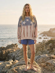 Pacific Standard American Flag Washed Terry Pullover - Westly