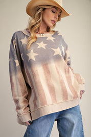 Pacific Standard American Flag Washed Terry Pullover - Westly