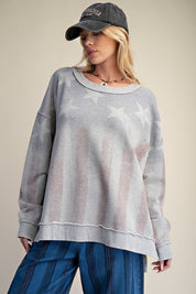 Pacific Standard American Flag Washed Terry Pullover - Westly