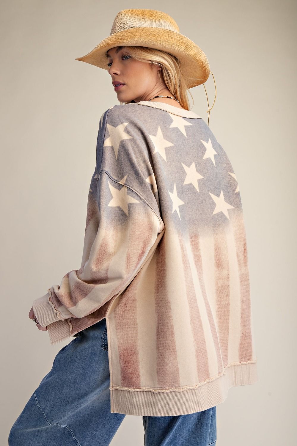 Pacific Standard American Flag Washed Terry Pullover - Westly