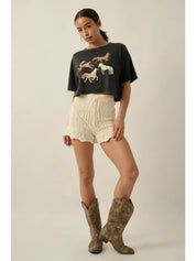 Painted Ponies Vintage - Wash Cropped Graphic Tee - Westly