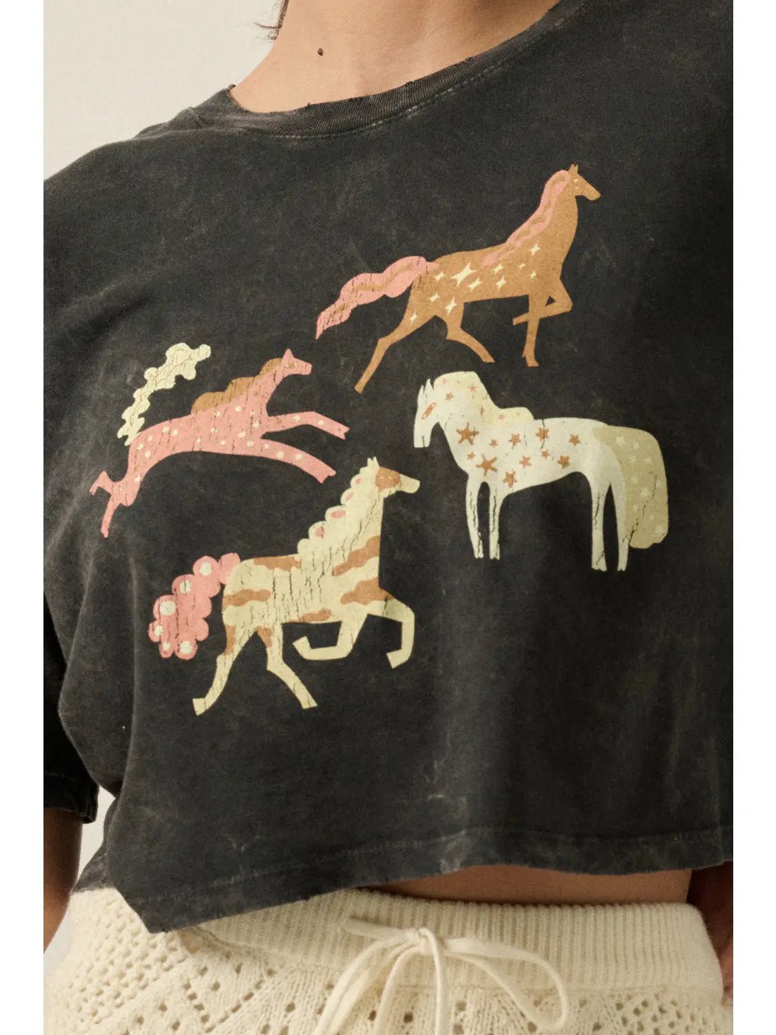 Painted Ponies Vintage - Wash Cropped Graphic Tee - Westly