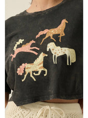 Painted Ponies Vintage - Wash Cropped Graphic Tee - Westly