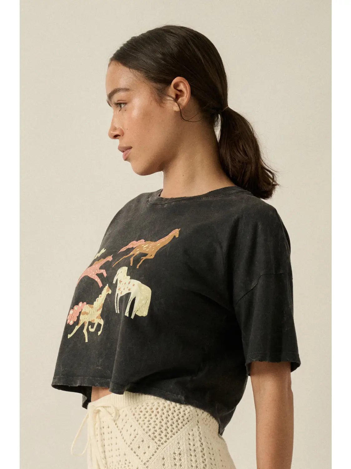 Painted Ponies Vintage - Wash Cropped Graphic Tee - Westly