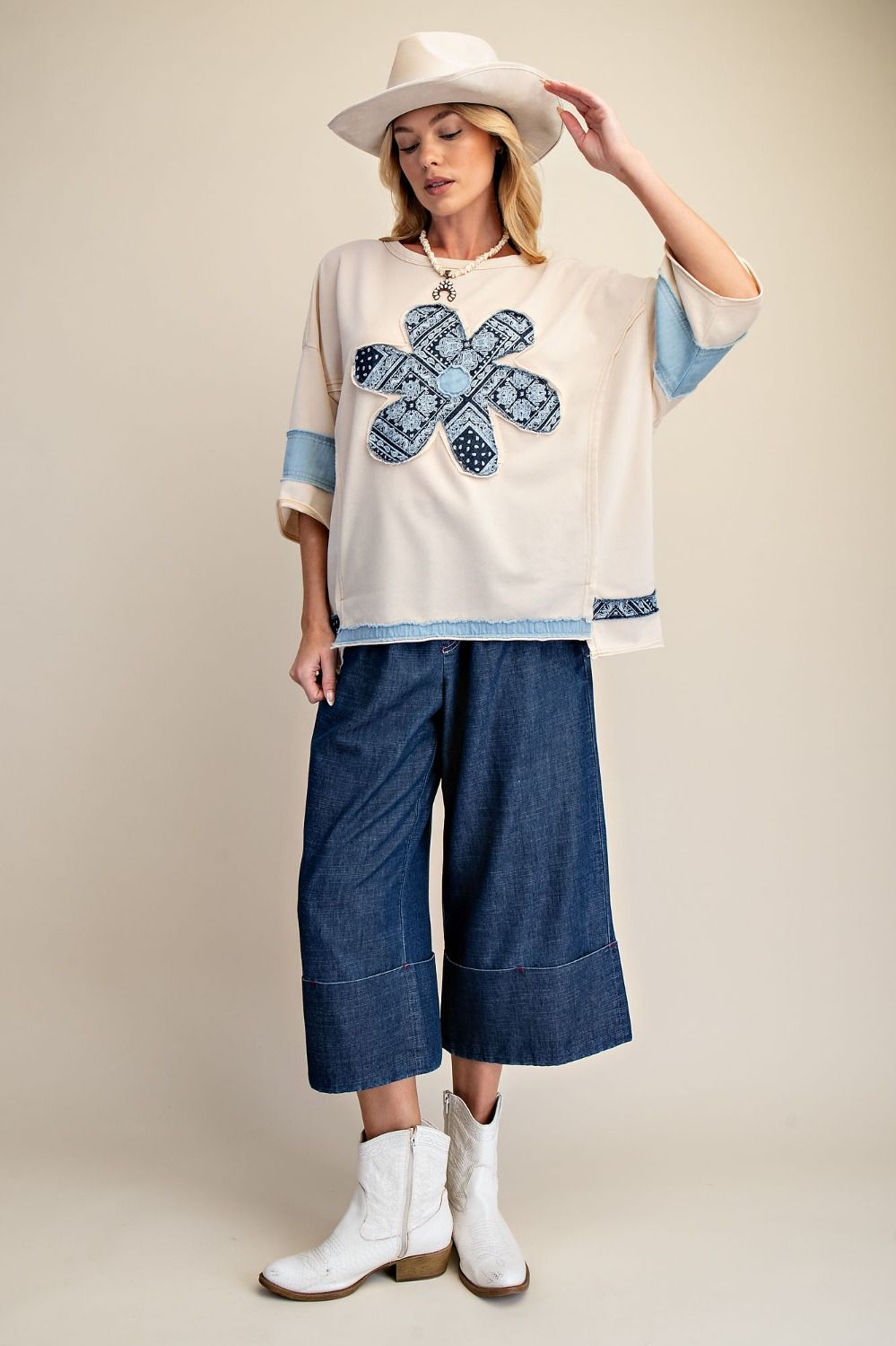 Paisley Daisy Washed Terry Top - Westly
