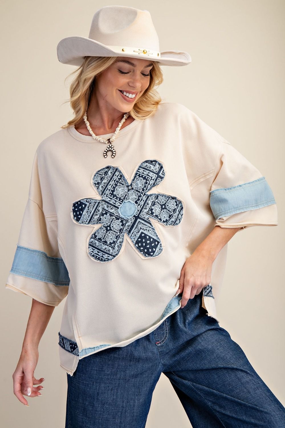 Paisley Daisy Washed Terry Top - Westly