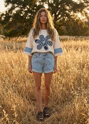 Paisley Daisy Washed Terry Top - Westly