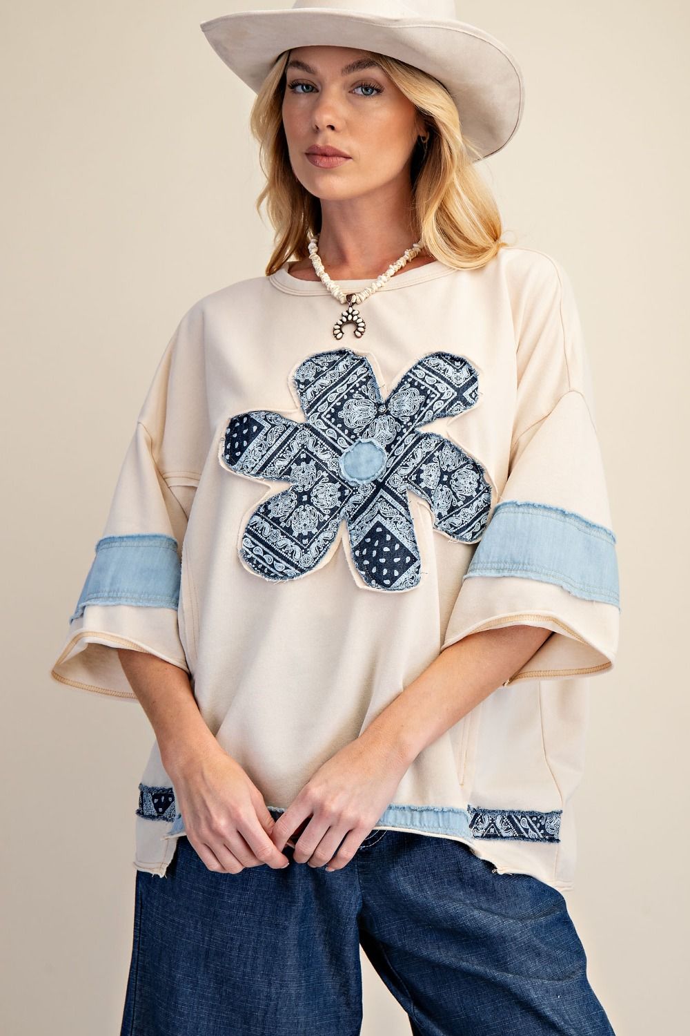 Paisley Daisy Washed Terry Top - Westly