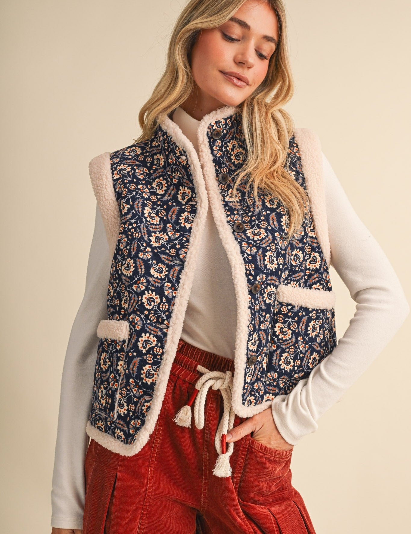 Paisley Passage Sherpa Lined Paisley Vest - Westly