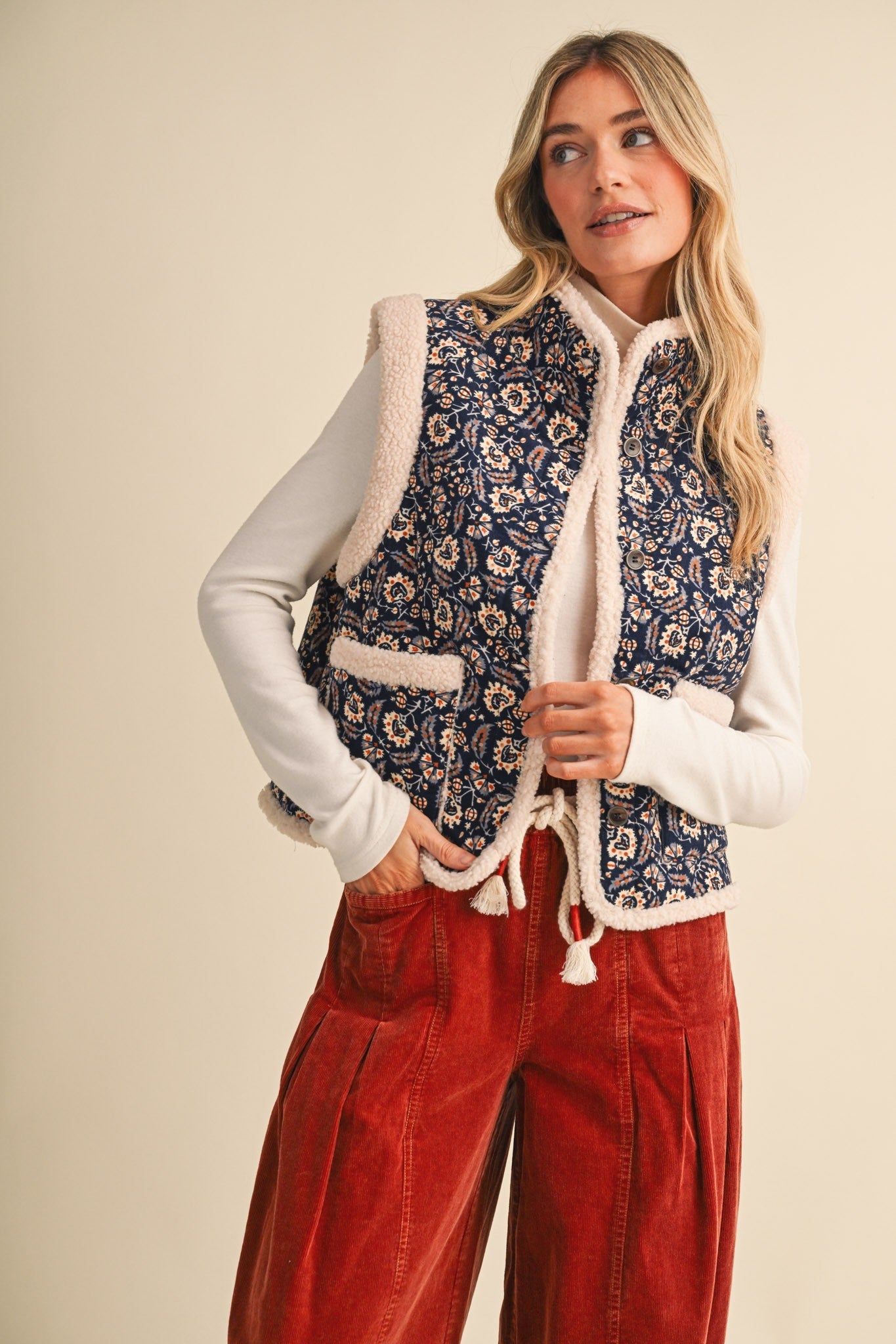 Paisley Passage Sherpa Lined Paisley Vest - Westly