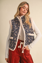Paisley Passage Sherpa Lined Paisley Vest in Navy Paisley, photo 1