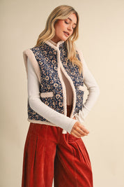 Paisley Passage Sherpa Lined Paisley Vest in Navy Paisley, photo 3