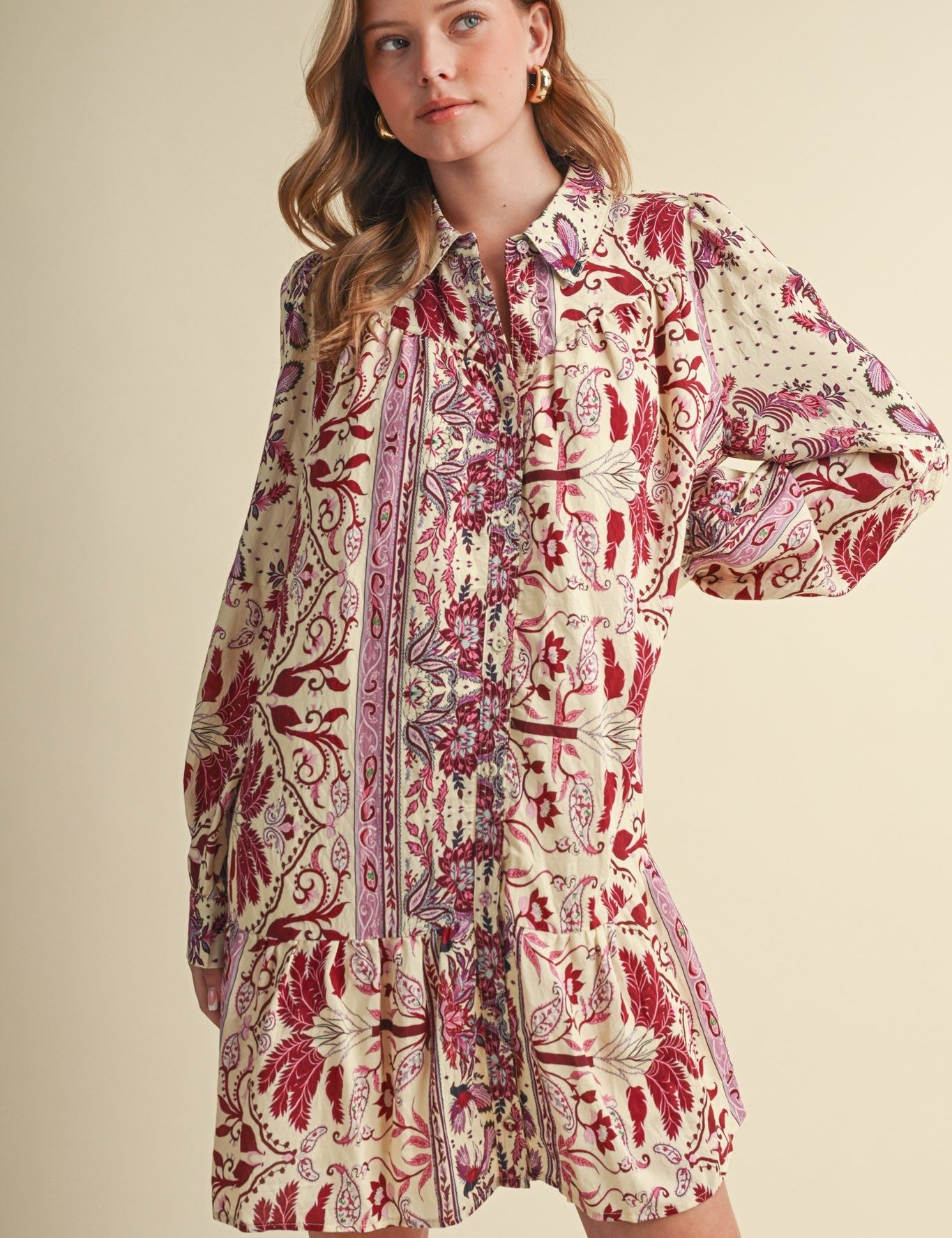 Paisley Promenade Button Down Mini Dress - Westly
