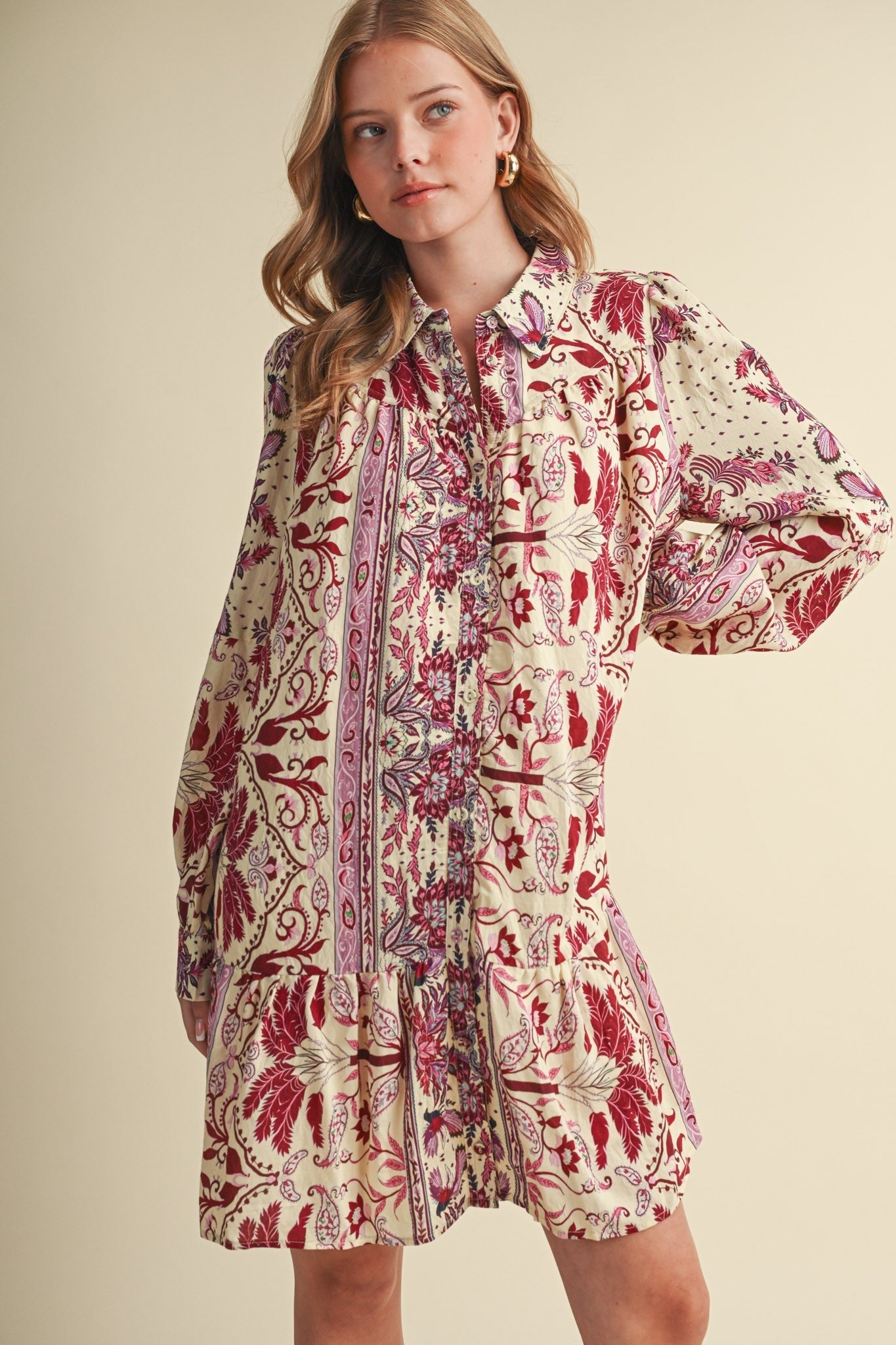 Paisley Promenade Button Down Mini Dress - Westly