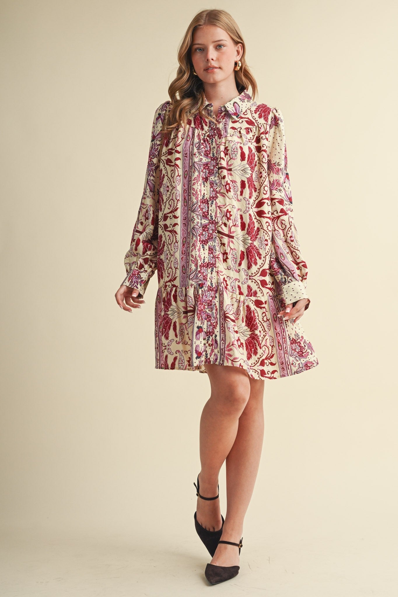 Paisley Promenade Button Down Mini Dress - Westly