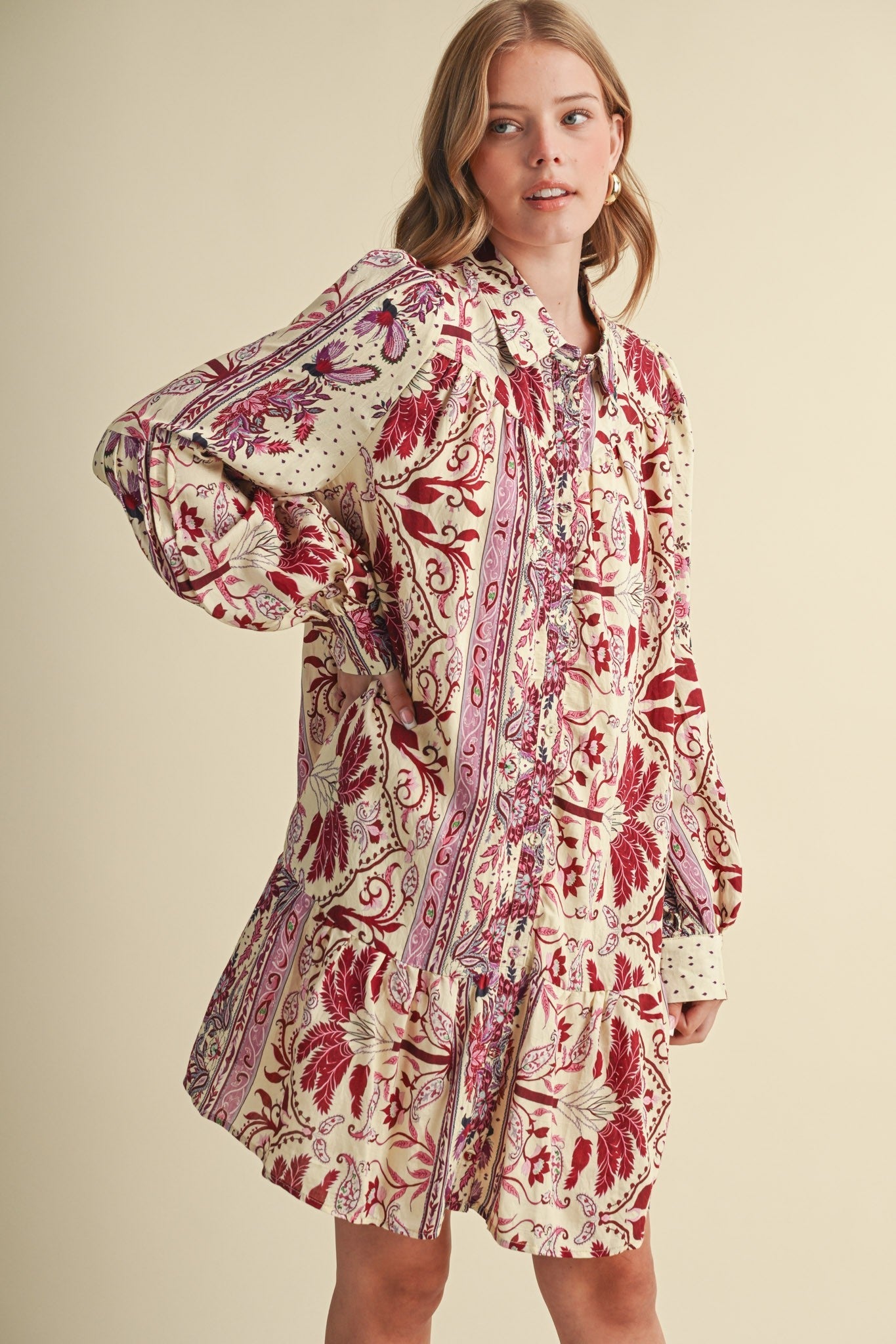 Paisley Promenade Button Down Mini Dress - Westly