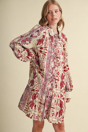 Paisley Promenade Button Down Mini Dress - Westly