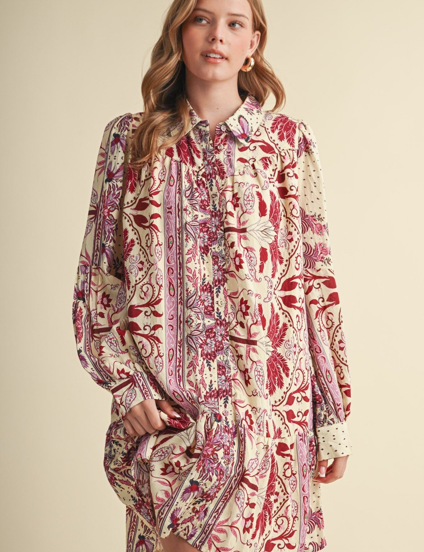 Paisley Promenade Button Down Mini Dress - Westly
