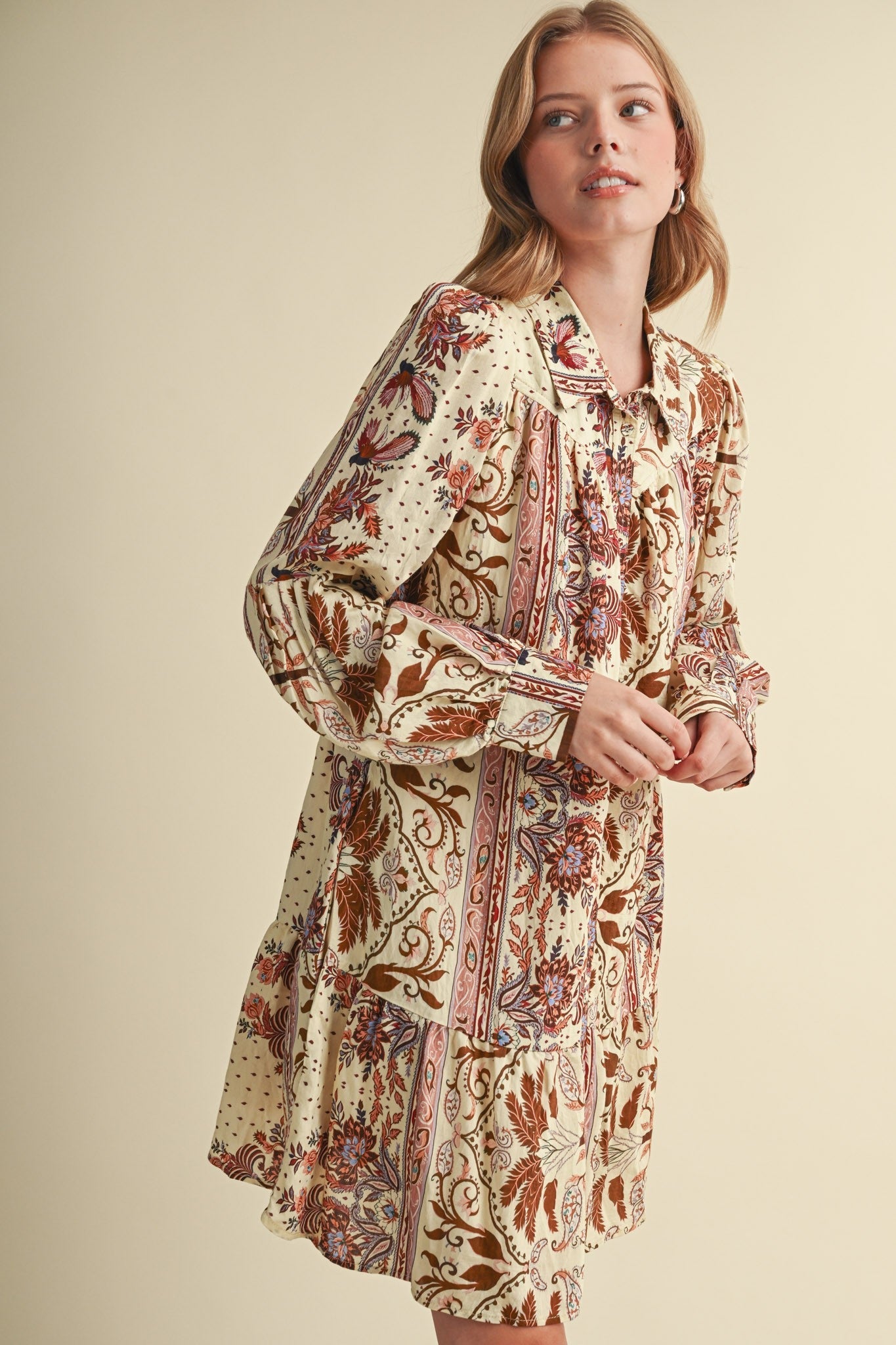 Paisley Promenade Button Down Mini Dress - Westly