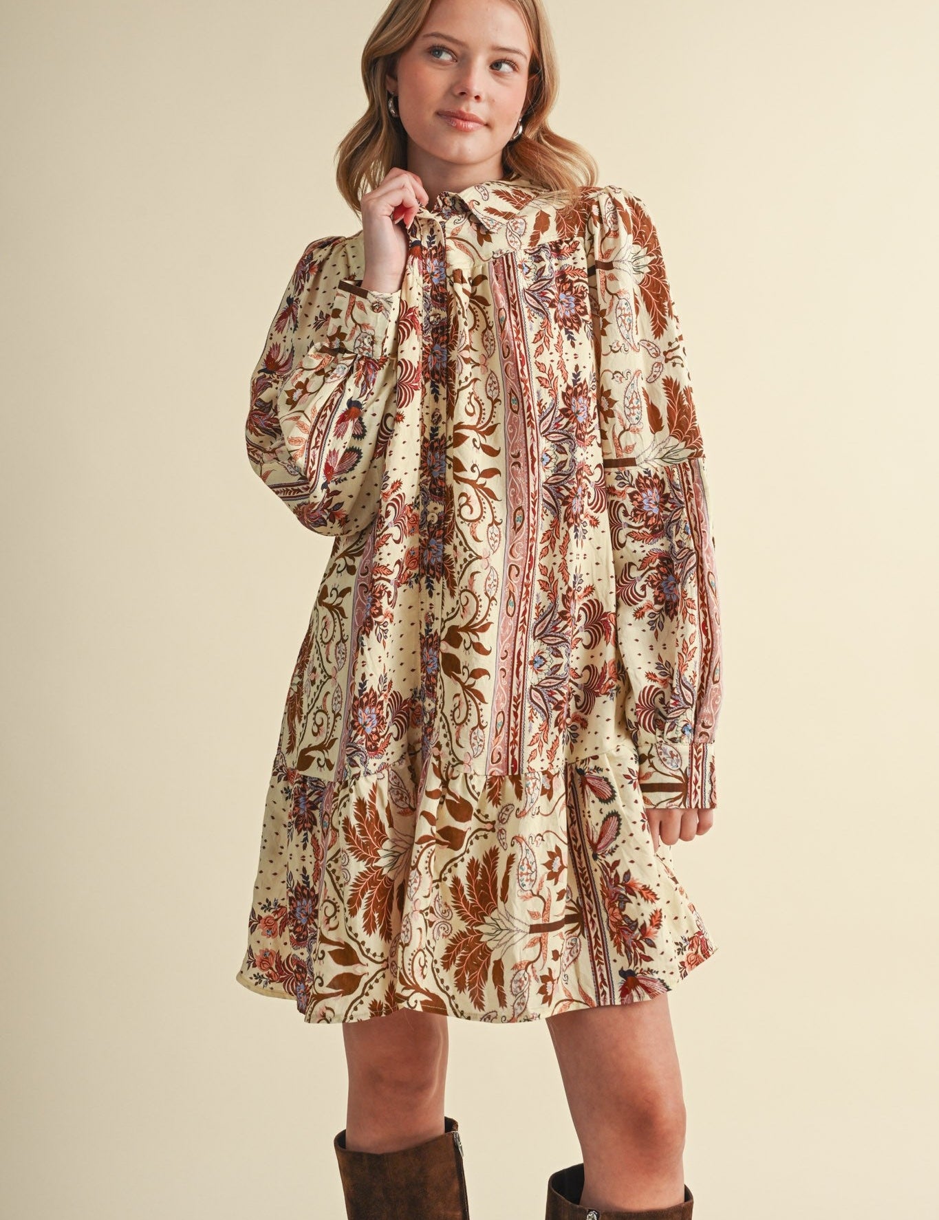 Paisley Promenade Button Down Mini Dress - Westly