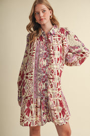Paisley Promenade Paisley Button Down Mini Dress in Fuchsia Multi Paisley, photo 2