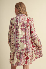 Paisley Promenade Paisley Button Down Mini Dress in Fuchsia Multi Paisley, photo 5