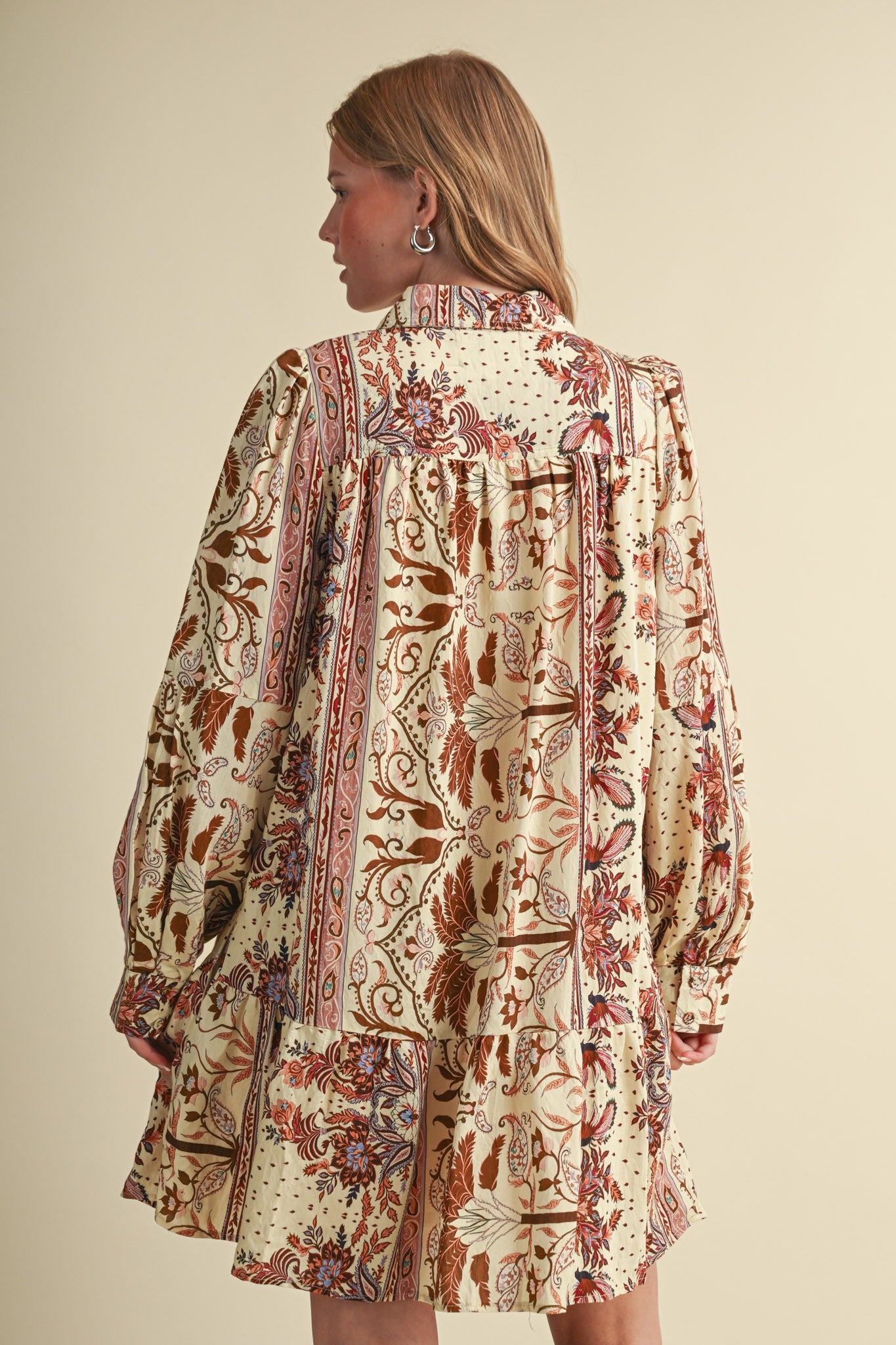 Paisley Promenade Paisley Button Down Mini Dress in Olive Multi Paisley, photo 4