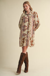 Paisley Promenade Paisley Button Down Mini Dress in Olive Multi Paisley, photo 7