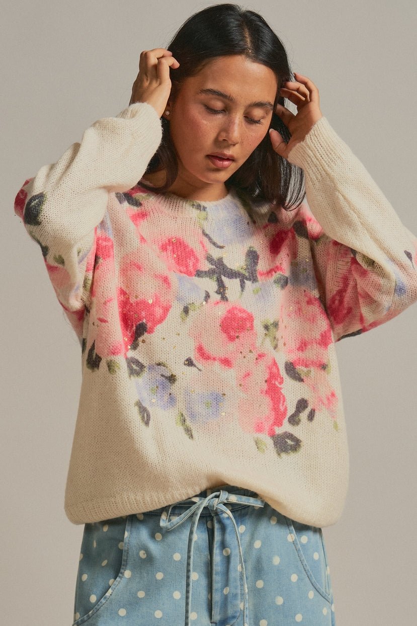 Paloma Oversized Floral Print Sweater - Westly