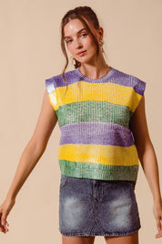 Parade Route Metallic Stripe Sweater Vest - Westly