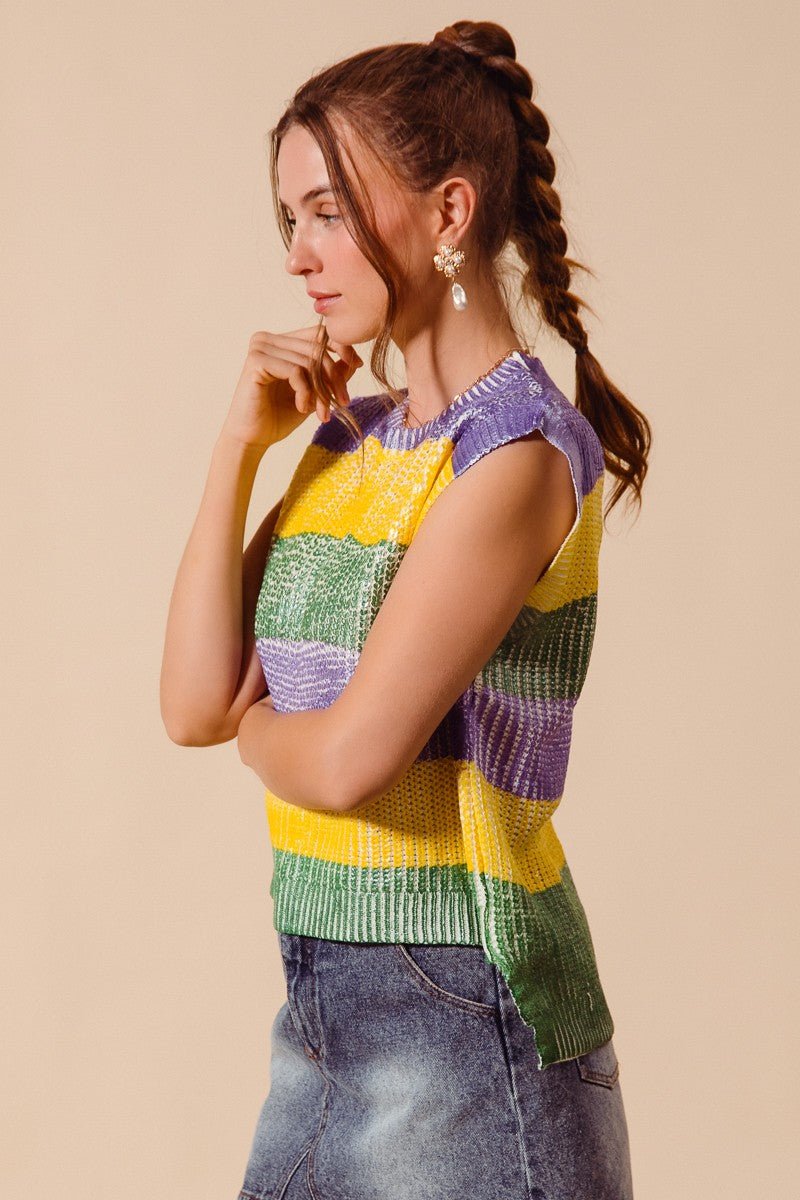 Parade Route Metallic Stripe Sweater Vest - Westly
