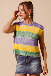 Parade Route Metallic Stripe Sweater Vest - Westly