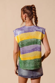 Parade Route Metallic Stripe Sweater Vest - Westly