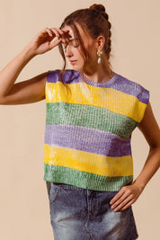 Parade Route Metallic Stripe Sweater Vest - Westly