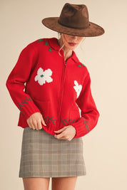 Paradise Canyon Horse Motif Knit Zip Sweater - Westly
