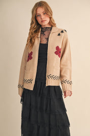 Paradise Canyon Horse Motif Knit Zip Sweater - Westly