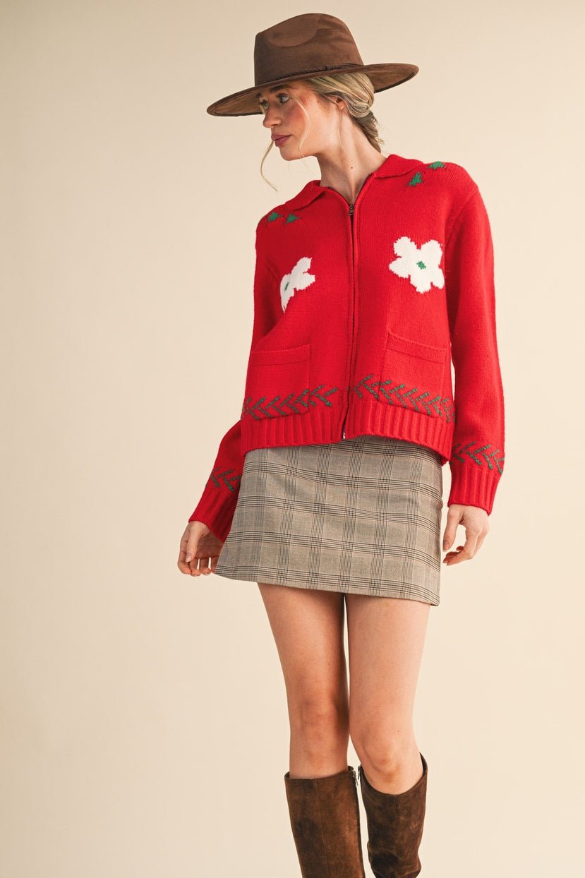Paradise Canyon Horse Motif Knit Zip Sweater - Westly